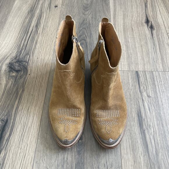 Golden Goose Suede Young Cowboy Ankle Boots Studded Side-Zip Block Heel Size 38 - Picture 3 of 9